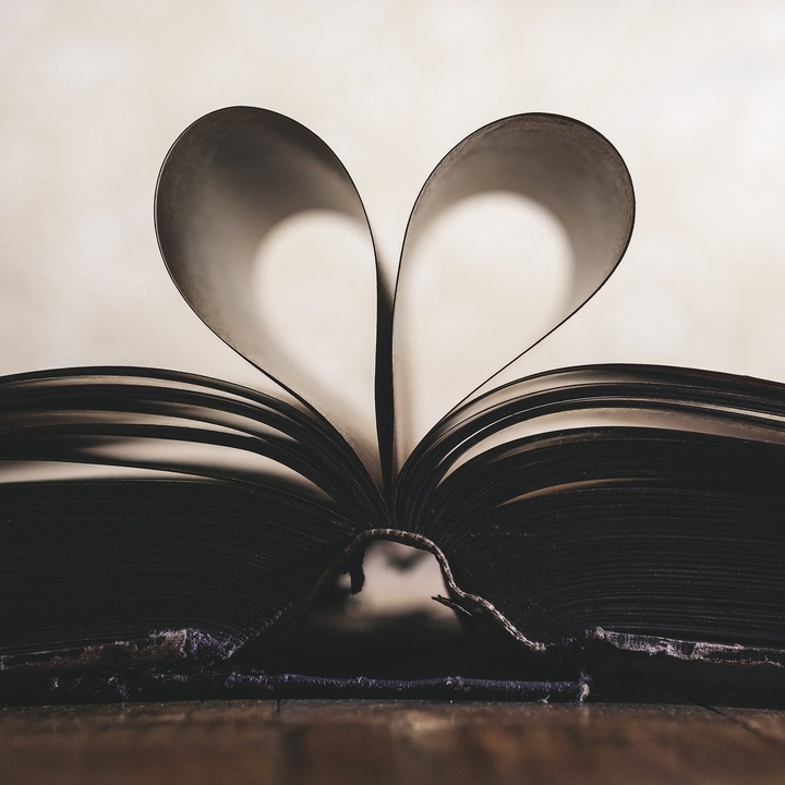 Buchseiten bilden ein Herz